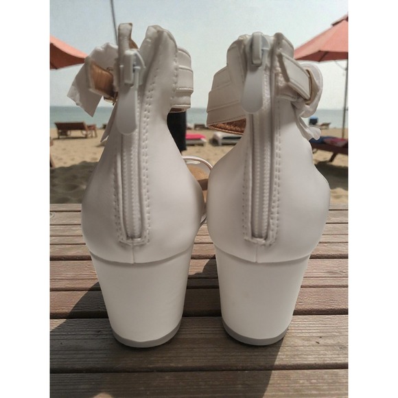 Dream Pairs White Wedge‎ Sandals Women's Ankle Strap Zip Closure Comfort Size 9 - Picture 4 of 7